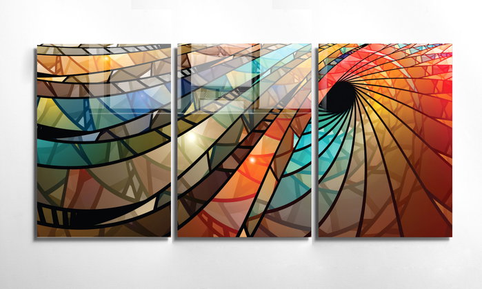 Wallity Conjunto de 3 Pinturas Decorativas en Vidrio Templado 50 x 70 cm Multicolor